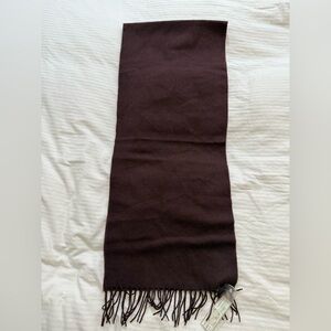 Chocolate Brown 100% Merino Wool Long Fringe Scarf made in Germany NWT
